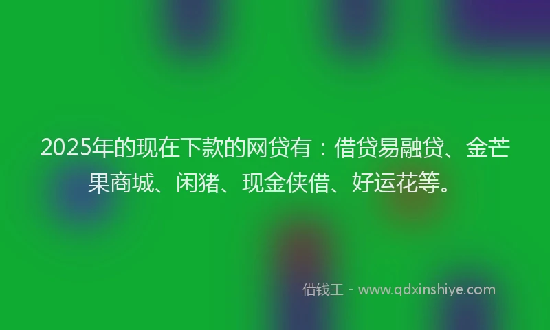 2025年的现在下款的网贷有：借贷易融贷、金芒果商城、闲猪、现金侠借、好运花等。