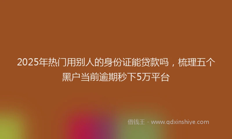 2025年热门用别人的身份证能贷款吗，梳理五个黑户当前逾期秒下5万平台