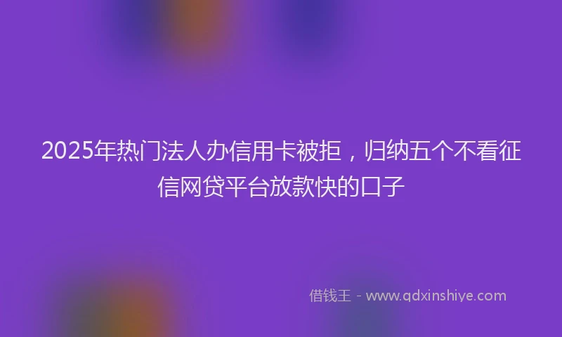 2025年热门法人办信用卡被拒，归纳五个不看征信网贷平台放款快的口子