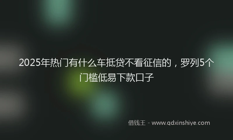 2025年热门有什么车抵贷不看征信的，罗列5个门槛低易下款口子