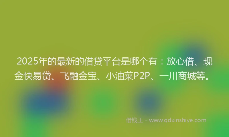2025年的最新的借贷平台是哪个有：放心借、现金快易贷、飞融金宝、小油菜P2P、一川商城等。