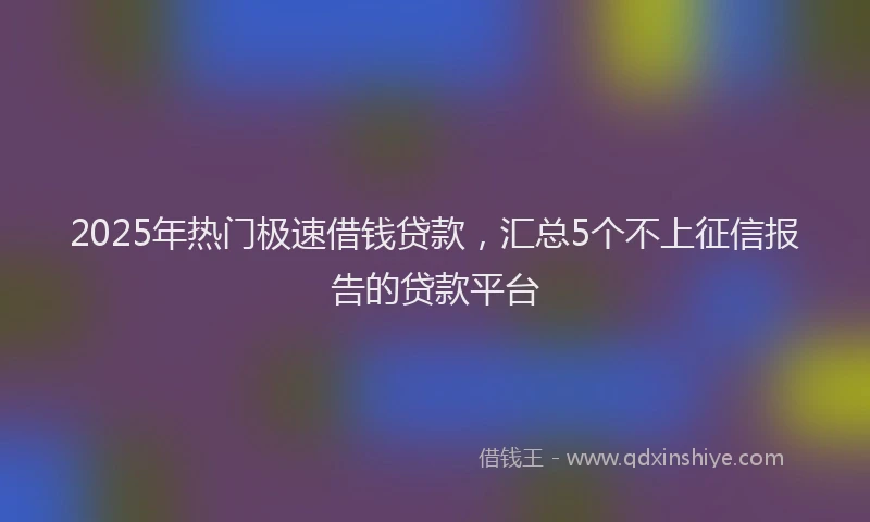 2025年热门极速借钱贷款，汇总5个不上征信报告的贷款平台