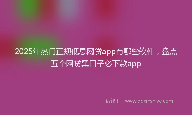 2025年热门正规低息网贷app有哪些软件，盘点五个网贷黑口子必下款app
