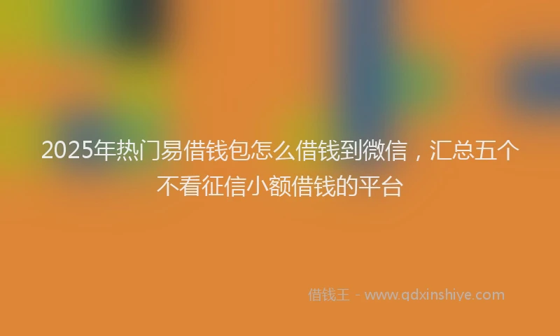 2025年热门易借钱包怎么借钱到微信，汇总五个不看征信小额借钱的平台
