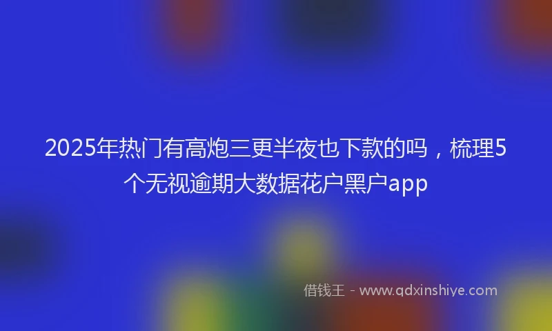 2025年热门有高炮三更半夜也下款的吗，梳理5个无视逾期大数据花户黑户app