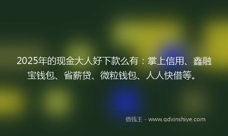 2025年的现金大人好下款么有：掌上信用、鑫融宝钱包、省薪贷、微粒钱包、人人快借等。