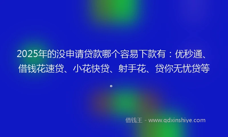 2025年的没申请贷款哪个容易下款有：优秒通、借钱花速贷、小花快贷、射手花、贷你无忧贷等。