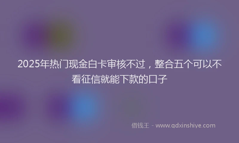 2025年热门现金白卡审核不过，整合五个可以不看征信就能下款的口子
