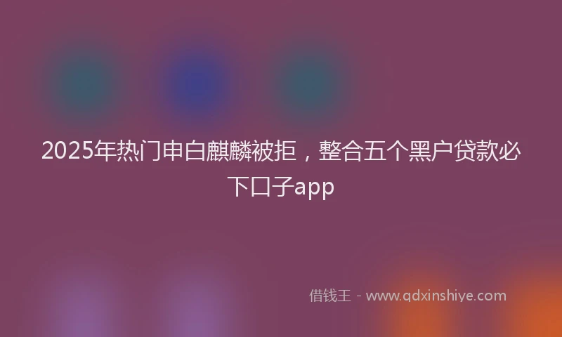 2025年热门申白麒麟被拒，整合五个黑户贷款必下口子app