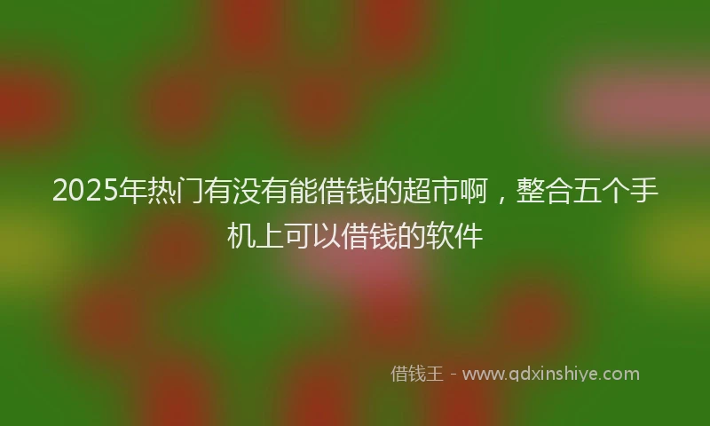 2025年热门有没有能借钱的超市啊，整合五个手机上可以借钱的软件
