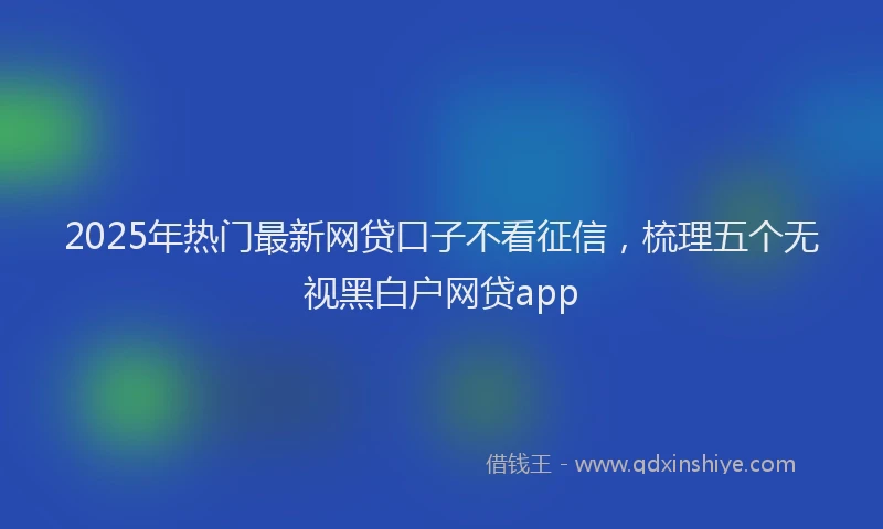 2025年热门最新网贷口子不看征信，梳理五个无视黑白户网贷app