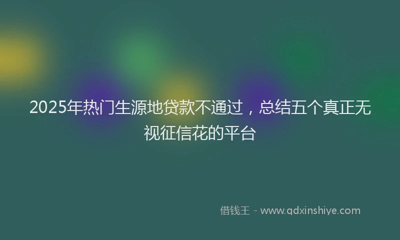 2025年热门生源地贷款不通过，总结五个真正无视征信花的平台