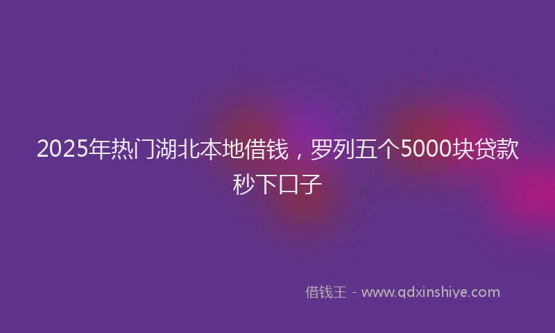 2025年热门湖北本地借钱，罗列五个5000块贷款秒下口子