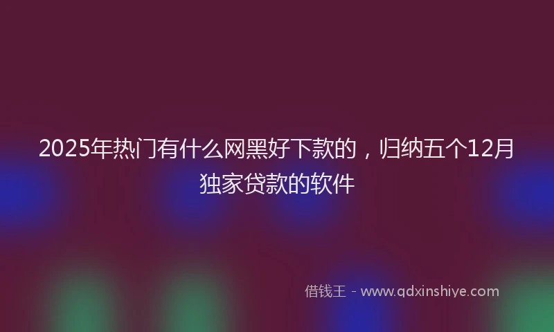 2025年热门有什么网黑好下款的，归纳五个12月独家贷款的软件