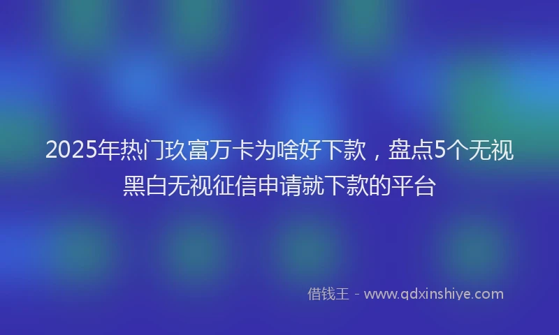 2025年热门玖富万卡为啥好下款，盘点5个无视黑白无视征信申请就下款的平台