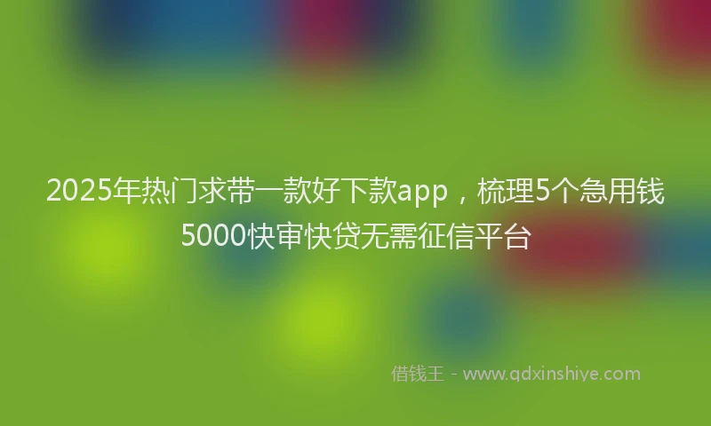 2025年热门求带一款好下款app，梳理5个急用钱5000快审快贷无需征信平台
