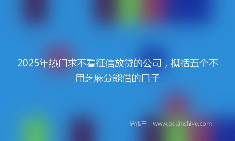 2025年热门求不看征信放贷的公司，概括五个不用芝麻分能借的口子