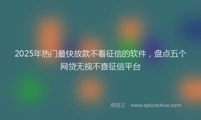 2025年热门最快放款不看征信的软件，盘点五个网贷无视不查征信平台