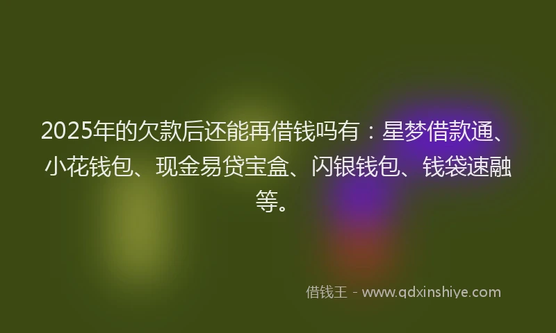 2025年的欠款后还能再借钱吗有：星梦借款通、小花钱包、现金易贷宝盒、闪银钱包、钱袋速融等。