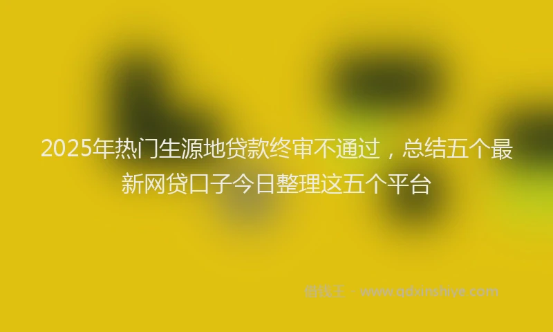 2025年热门生源地贷款终审不通过，总结五个最新网贷口子今日整理这五个平台