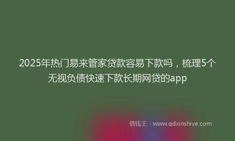 2025年热门易来管家贷款容易下款吗，梳理5个无视负债快速下款长期网贷的app