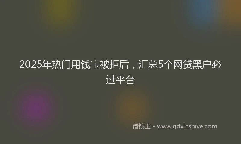 2025年热门用钱宝被拒后，汇总5个网贷黑户必过平台