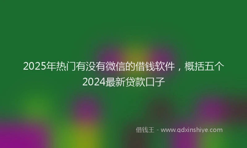 2025年热门有没有微信的借钱软件，概括五个2024最新贷款口子