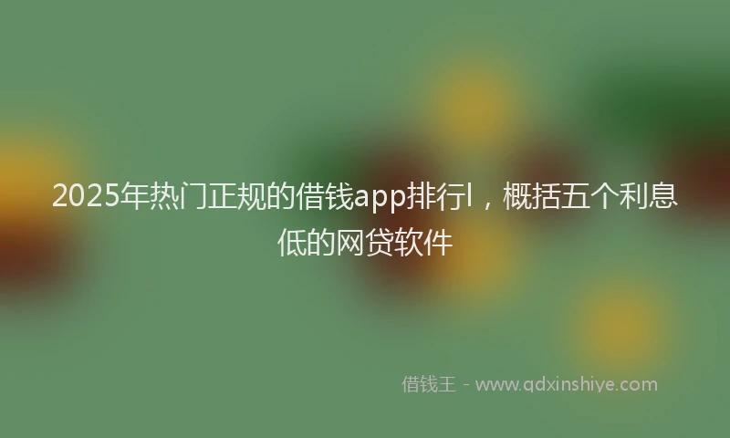 2025年热门正规的借钱app排行l，概括五个利息低的网贷软件