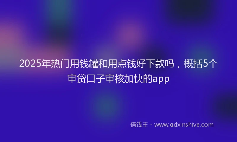2025年热门用钱罐和用点钱好下款吗，概括5个审贷口子审核加快的app