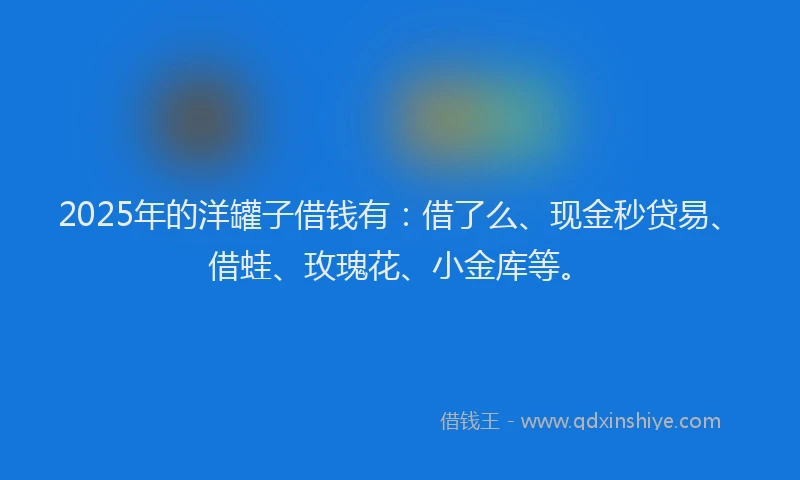 2025年的洋罐子借钱有：借了么、现金秒贷易、借蛙、玫瑰花、小金库等。