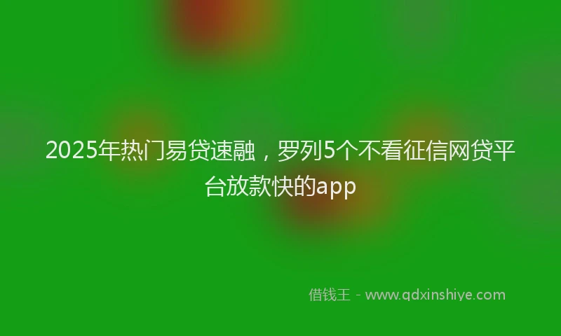 2025年热门易贷速融，罗列5个不看征信网贷平台放款快的app