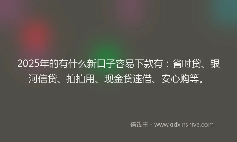 2025年的有什么新口子容易下款有：省时贷、银河信贷、拍拍用、现金贷速借、安心购等。
