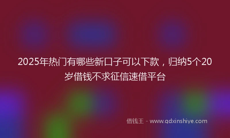2025年热门有哪些新口子可以下款，归纳5个20岁借钱不求征信速借平台