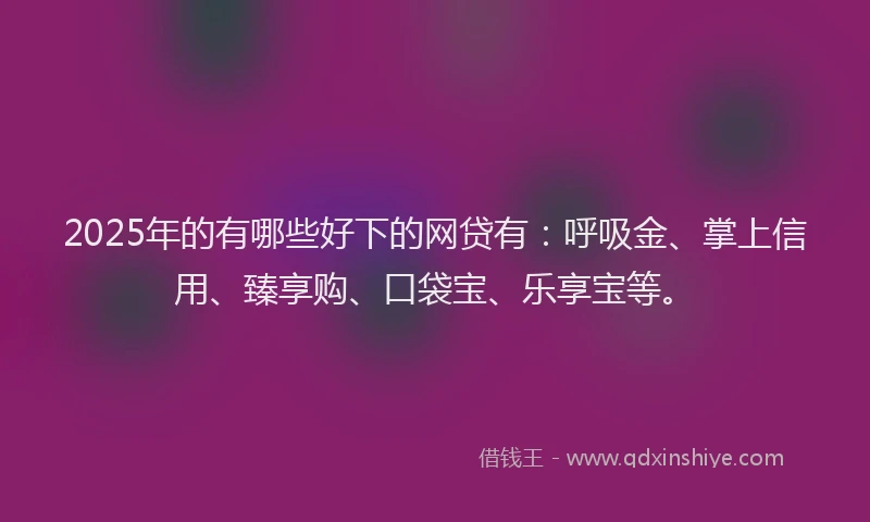 2025年的有哪些好下的网贷有：呼吸金、掌上信用、臻享购、口袋宝、乐享宝等。