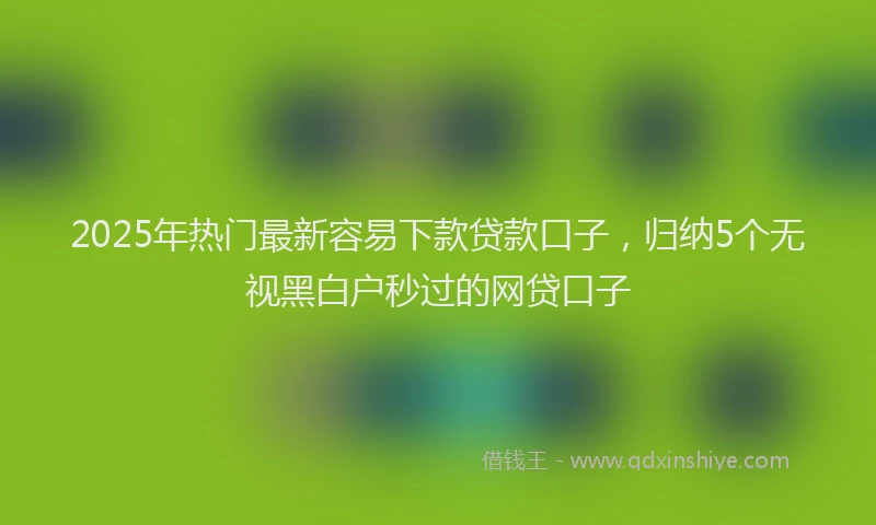 2025年热门最新容易下款贷款口子，归纳5个无视黑白户秒过的网贷口子