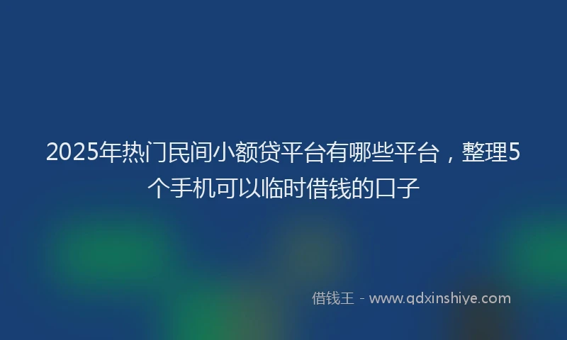 2025年热门民间小额贷平台有哪些平台，整理5个手机可以临时借钱的口子