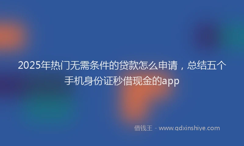 2025年热门无需条件的贷款怎么申请，总结五个手机身份证秒借现金的app