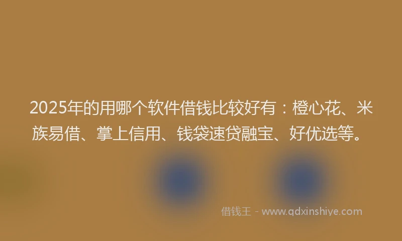 2025年的用哪个软件借钱比较好有：橙心花、米族易借、掌上信用、钱袋速贷融宝、好优选等。