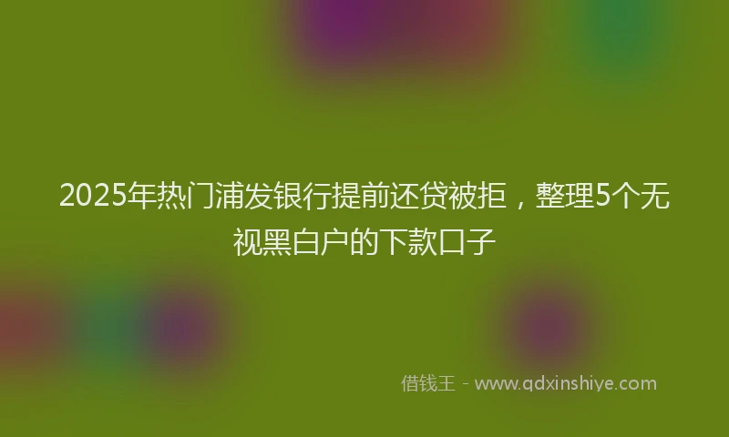 2025年热门浦发银行提前还贷被拒，整理5个无视黑白户的下款口子