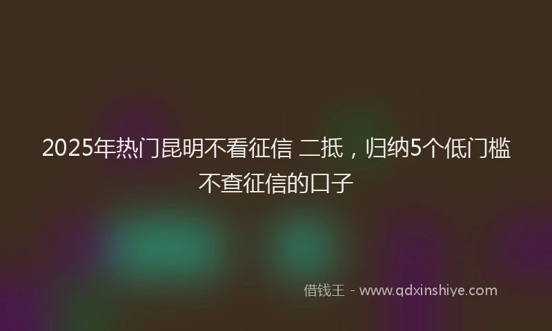 2025年热门昆明不看征信 二抵，归纳5个低门槛不查征信的口子