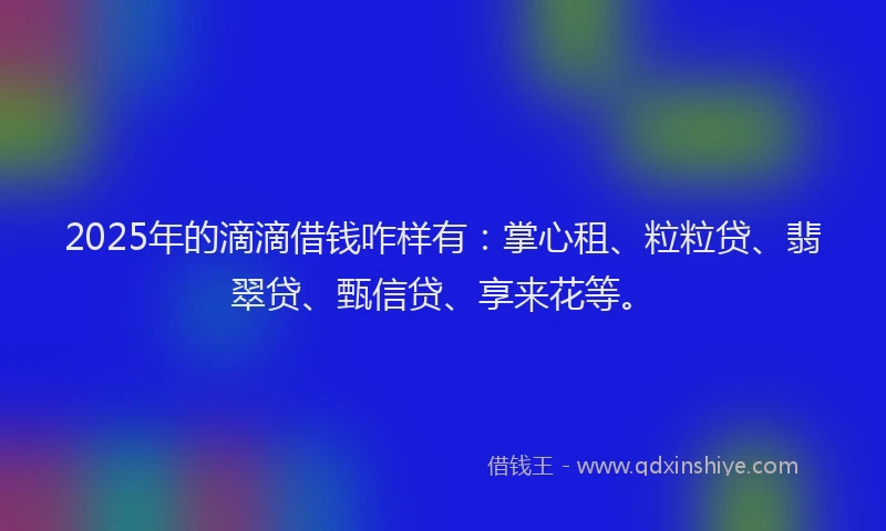 2025年的滴滴借钱咋样有：掌心租、粒粒贷、翡翠贷、甄信贷、享来花等。