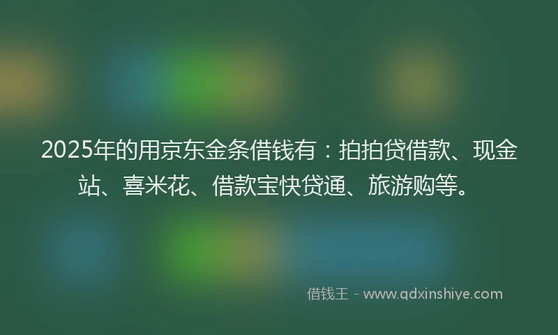 2025年的用京东金条借钱有：拍拍贷借款、现金站、喜米花、借款宝快贷通、旅游购等。