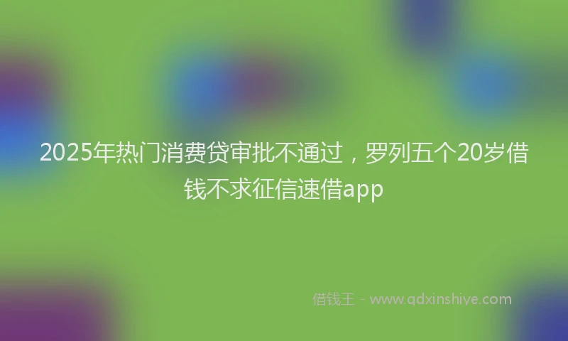 2025年热门消费贷审批不通过，罗列五个20岁借钱不求征信速借app