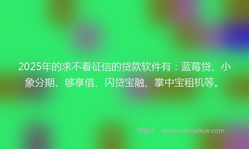 2025年的求不看征信的贷款软件有：蓝莓贷、小象分期、够享借、闪贷宝融、掌中宝租机等。
