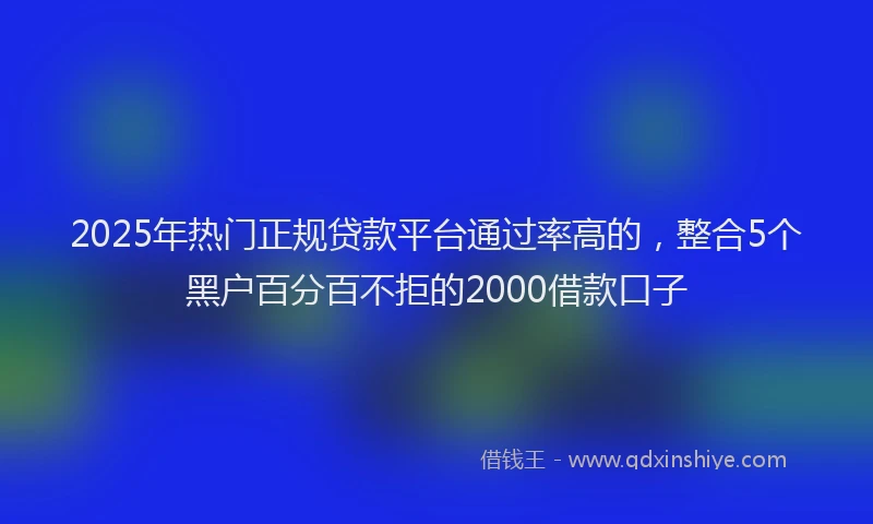 2025年热门正规贷款平台通过率高的，整合5个黑户百分百不拒的2000借款口子