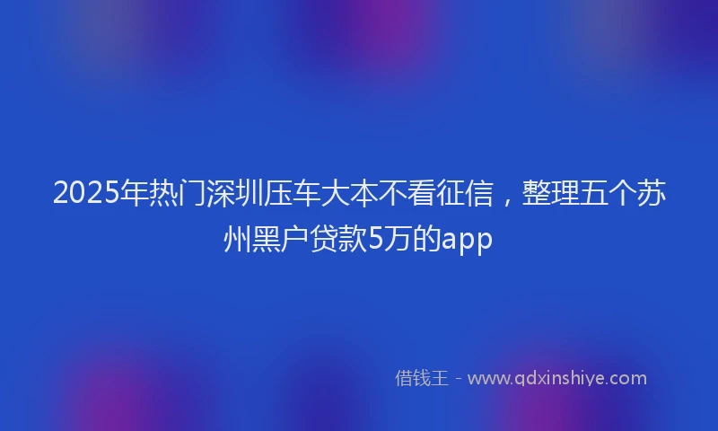 2025年热门深圳压车大本不看征信，整理五个苏州黑户贷款5万的app