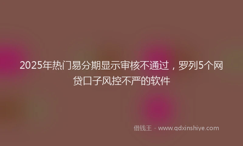 2025年热门易分期显示审核不通过，罗列5个网贷口子风控不严的软件