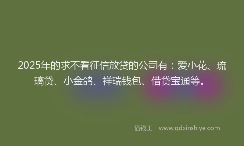 2025年的求不看征信放贷的公司有：爱小花、琉璃贷、小金鸽、祥瑞钱包、借贷宝通等。
