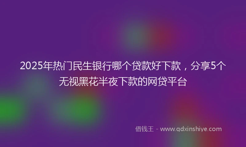 2025年热门民生银行哪个贷款好下款，分享5个无视黑花半夜下款的网贷平台