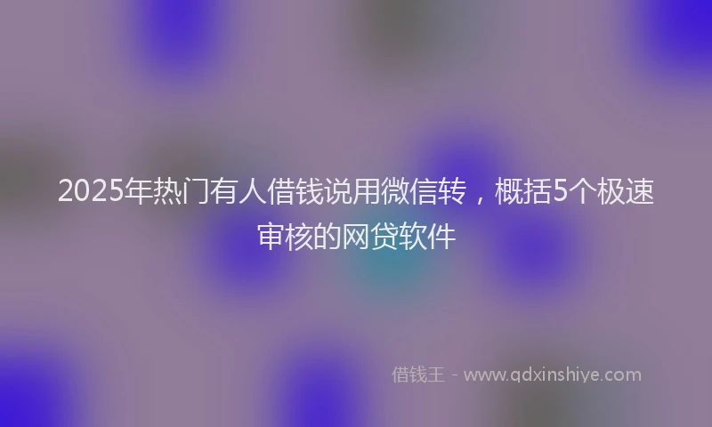 2025年热门有人借钱说用微信转，概括5个极速审核的网贷软件